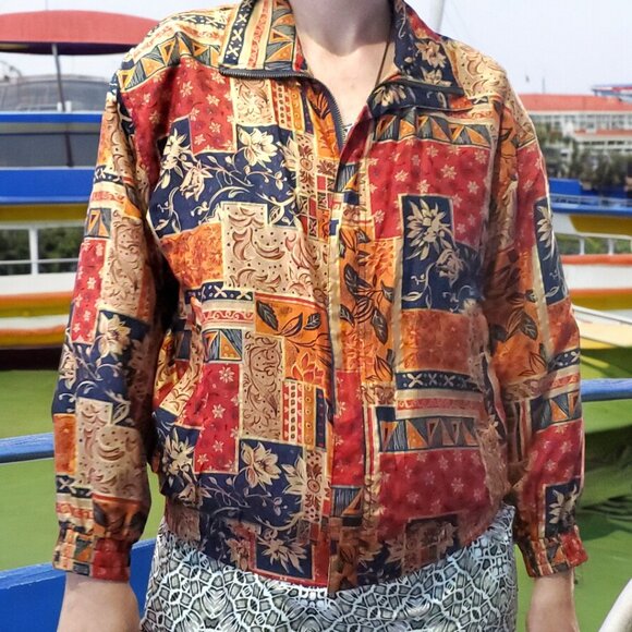 Vintage Specialty Collection 100% silk Windbreaker-Track Jacket Size S - Picture 2 of 8